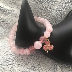 Rose Quartz & Strawberry Quartz Shamrock Bracelet